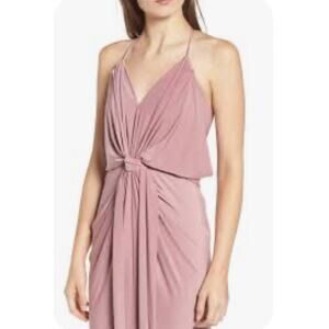 MISA Los Angeles Domino Tie Front Maxi Dress in Blush from Pink Size M NWT